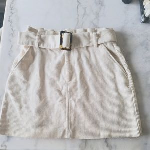 Cream Corduroy belted Zara Skirt